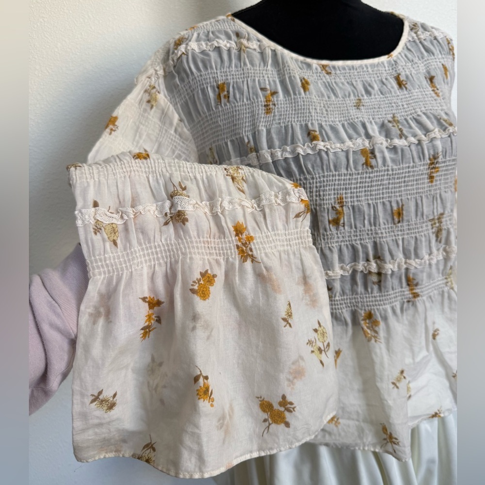 Rebecca Taylor Cream Floral Blouse size small - Picture 5 of 7